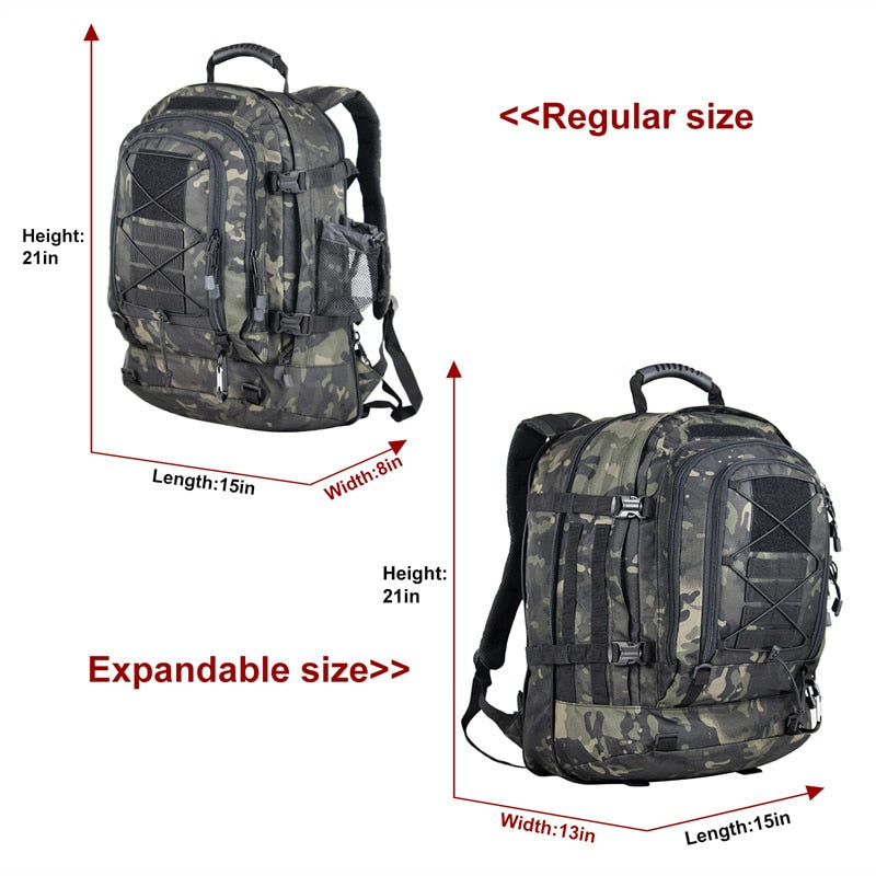 Tactical Backpack 60L Military Rucksack MOLLE Waterproof Hiking Pack