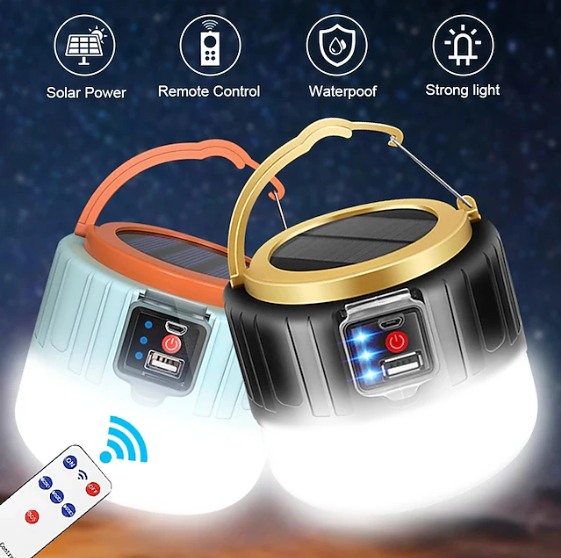 Solar Camping Light – 60W LED, Remote Control, 16Hr Battery