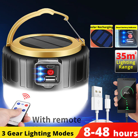 Solar Camping Light – 60W LED, Remote Control, 16Hr Battery