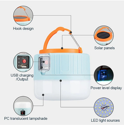 Solar Camping Light – 60W LED, Remote Control, 16Hr Battery