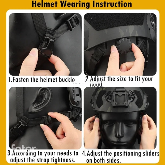 Tactical FAST Helmet with NVG Mount & Side Rails for Airsoft
