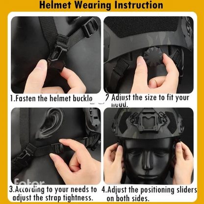 Tactical FAST Helmet with NVG Mount & Side Rails for Airsoft