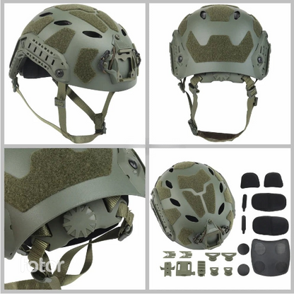 Tactical FAST Helmet with NVG Mount & Side Rails for Airsoft