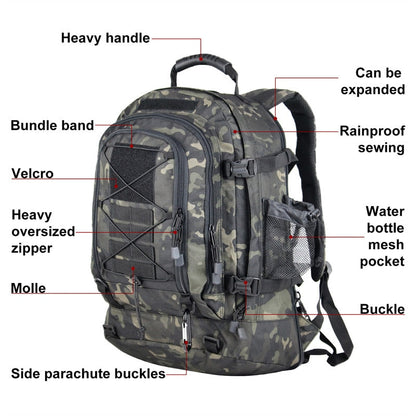 Tactical Backpack 60L Military Rucksack MOLLE Waterproof Hiking Pack