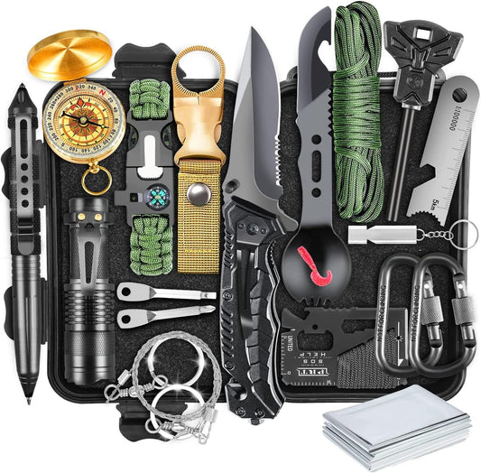 19-in-1 Survival Gear Kit for Camping, Hiking & Emergency