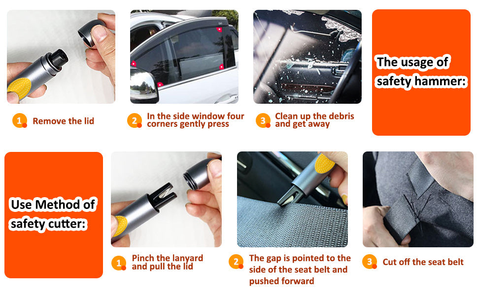 Car Window Breaker Seat Belt Cutter 2-in-1 Emergency Escape Tool