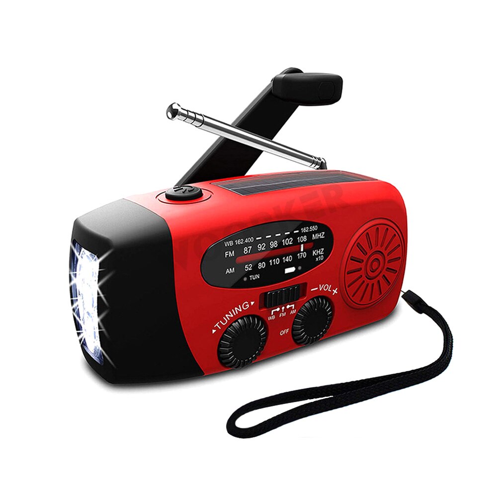 Solar Power Bank Emergency Radio with Hand Crank & NOAA