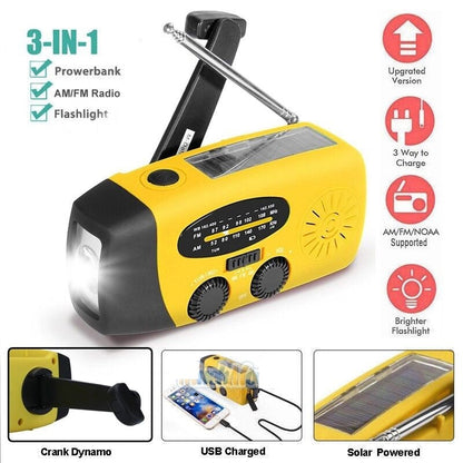 Solar Power Bank Emergency Radio with Hand Crank & NOAA