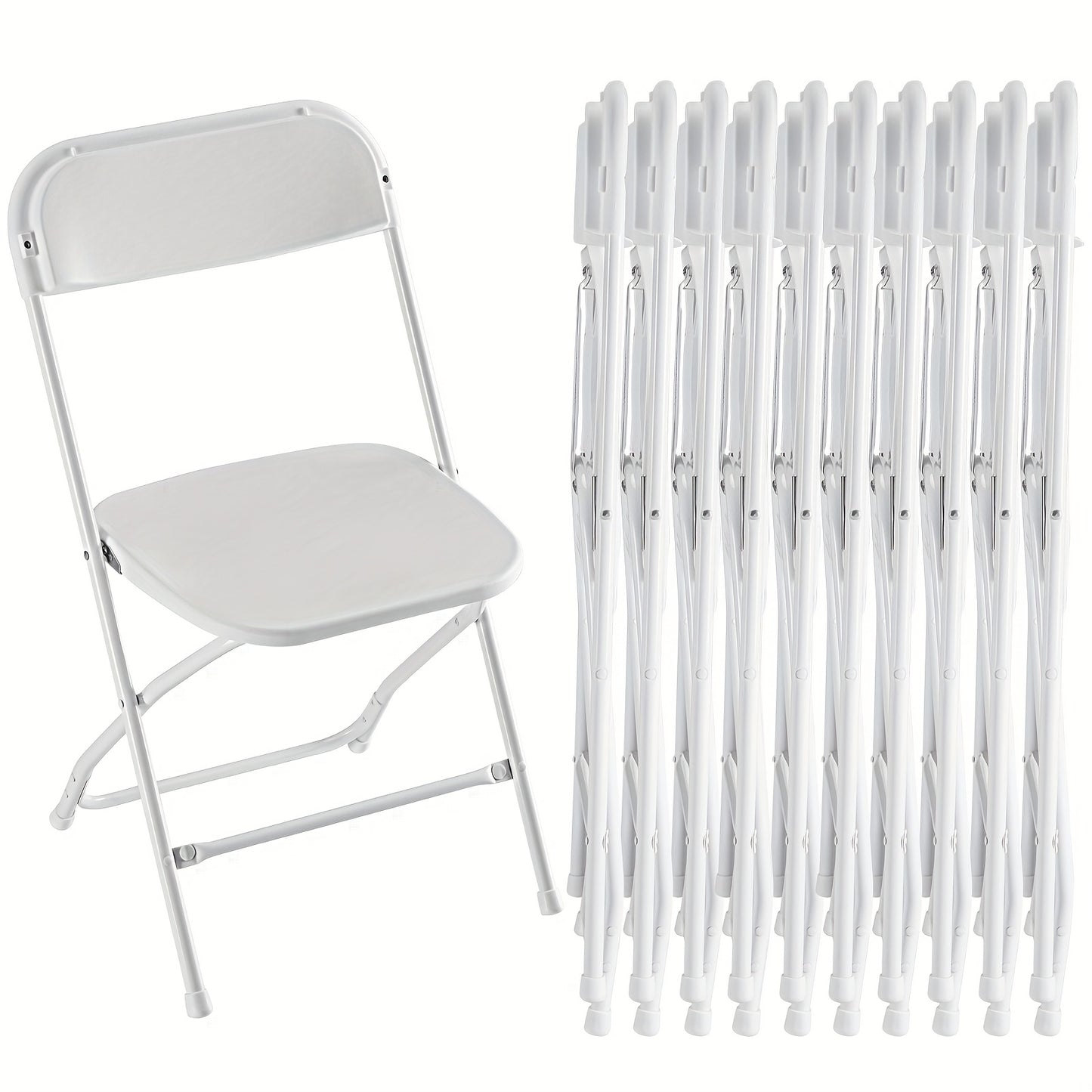 Commercial Folding Chairs Stackable – 350lb Heavy Duty Steel Frame, Weather Resistant Plastic, Indoor & Outdoor Event Seating – White or Black, 4 to 20 Pack for Weddings & Parties