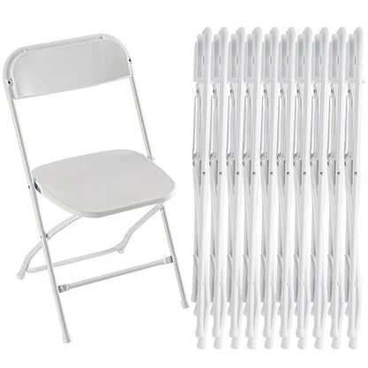 Commercial Folding Chairs Stackable – 350lb Heavy Duty Steel Frame, Weather Resistant Plastic, Indoor & Outdoor Event Seating – White or Black, 4 to 20 Pack for Weddings & Parties