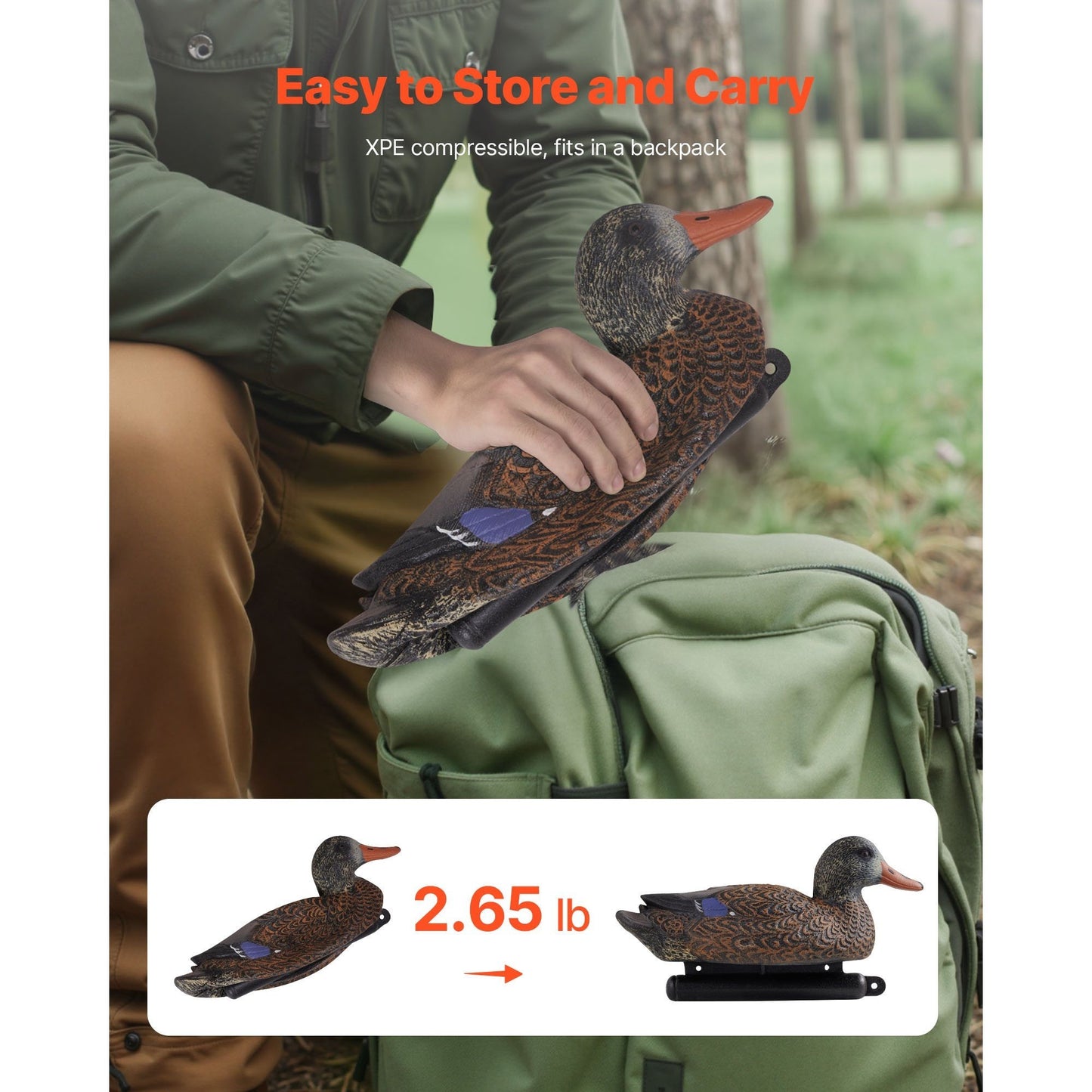 Duck Decoys 6-Pack – Realistic Floating Teal Decoy Set with Bionic Painting, XPE Compression Storage, 3 Male & 3 Female Ducks for Hunting, Pond Garden Yard Decoration, Flock Simulation