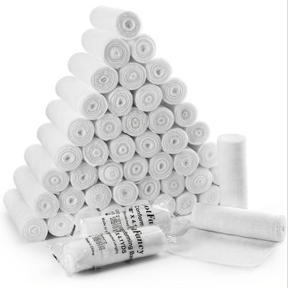 Stretch Gauze Bandage Roll 48 Count Individually Wrapped - 4 Inch x 4 Yards Latex Free Conforming Gauze Wrap for First Aid, Wrist, Knee, Wound Care, Hemostasis & Outdoor Emergency Medical Supplies