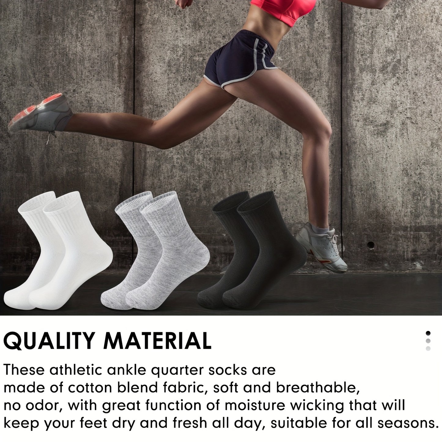 Bulk Moisture-Wicking Ankle Socks 100 Pairs Unisex Men Women Casual Sports Gym Socks Black White Gray One Size Fits Most