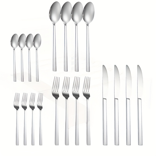 Stainless Steel Camping Cutlery Set 20 Piece – Portable Outdoor Tableware Kit with Knife Fork Spoon, Lightweight 304 Stainless Steel Utensils for Camping, Hiking, Travel & Outdoor Enthusiasts