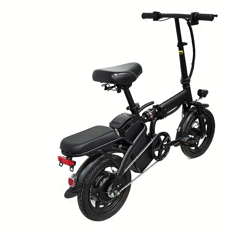 Folding Electric Bicycle 14 Inch E-Bike 48V Lithium Battery 19MPH 18-28 Mile Range 330LB Capacity Disc Brake Front Headlight for City Commuting