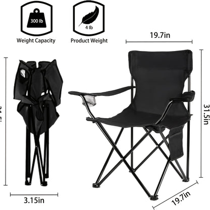 Folding Camping Chair with Sunshade Canopy, Heavy Duty Portable Outdoor Chair with Armrests Cup Holder & Carry Bag for Beach Fishing Picnic Sports