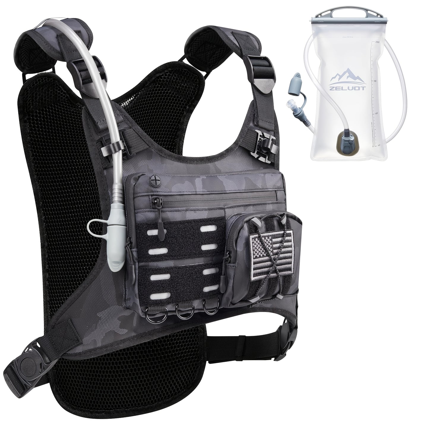 Running Hydration Vest with 2L Water Bladder – Lightweight Reflective Chest Pack for Men Women Marathon Trail Running