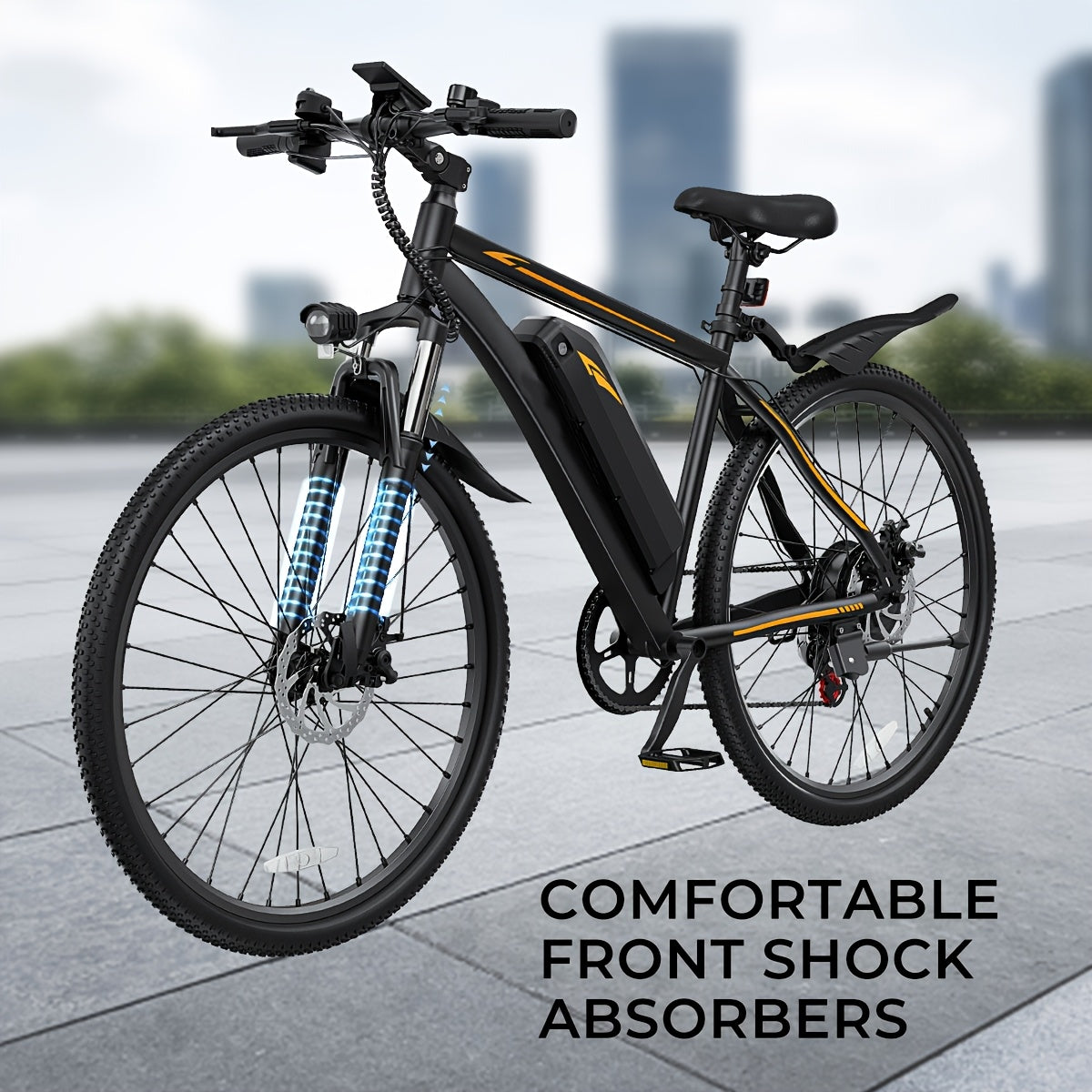 Electric Bike for Adults 26 Inch All-Terrain E-Bike 500W Motor 20MPH 40-Mile Range 360Wh Removable Battery 7-Speed Shimano Hydraulic Disc Brakes Front Suspension