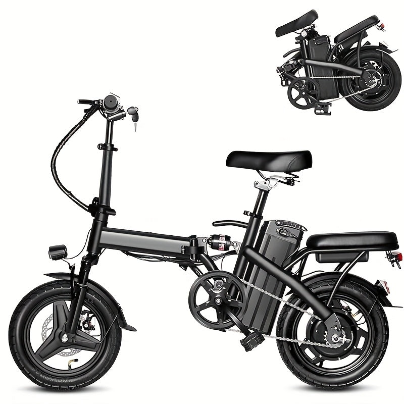 Folding Electric Bike 14 Inch 48V 350W Brushless Motor Lightweight Commuter E-Bike Long-Range Lithium Battery LED Display Disc Brakes for City Suburban Rides