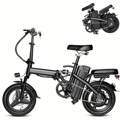 Folding Electric Bike 14 Inch 48V 350W Brushless Motor Lightweight Commuter E-Bike Long-Range Lithium Battery LED Display Disc Brakes for City Suburban Rides