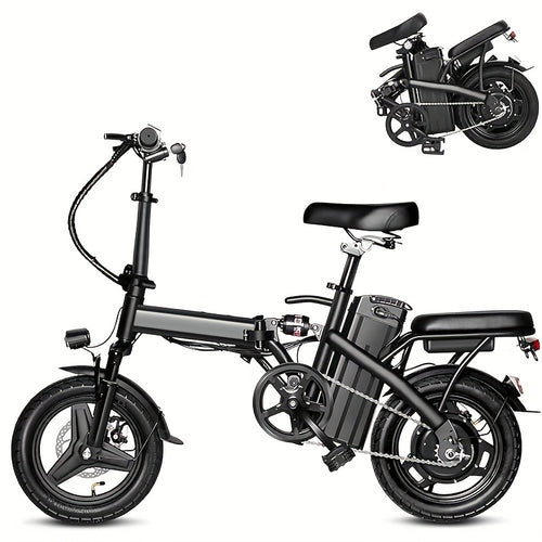Folding Electric Bike 14 Inch 48V 350W Brushless Motor Lightweight Commuter E-Bike Long-Range Lithium Battery LED Display Disc Brakes for City Suburban Rides
