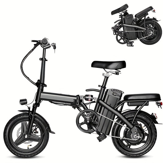 Folding Electric Bike 14 Inch 48V 350W Brushless Motor Lightweight Commuter E-Bike Long-Range Lithium Battery LED Display Disc Brakes for City Suburban Rides