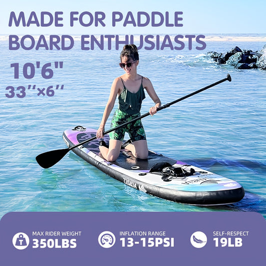 Wide SUP Board Inflatable Paddle Board – Carry Bag, Hand Pump, Water Bag & Adjustable Paddle Included | AISUNSS Adults All Skill Levels