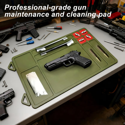Gun Cleaning Mat with Magnetic Parts Tray – Heavy Duty Non-Slip Rubber Solvent-Resistant Pad for Pistol Rifle Handgun Maintenance, Easy-Clean Silicone Surface Gunsmith Work Mat