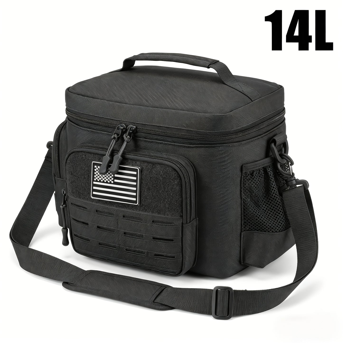 Tactical Insulated Cooler Lunch Box with MOLLE Webbing – Expandable & Leakproof, 3.7 Gal or 18L, for Hunting, Camping, Work & Outdoor Picnics – Black, Green or Khaki