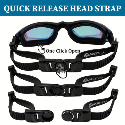 Anti-Fog Swim Goggles 2 Pack for Adults & Youth – Professional Mirrored Pool Goggles with UV Protection, No-Leak Wide View Lens, Adjustable Strap for Men Women Kids Swimmers