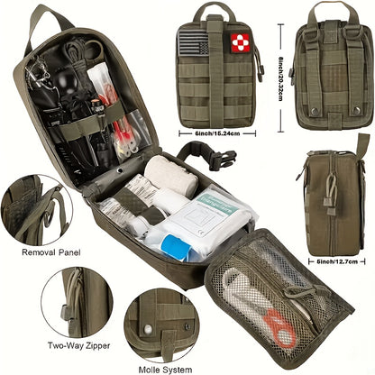 258-Piece Professional Survival Kit with Fire Starter Compass Multi-Tool for Men Camping Hiking Outdoor Exploration Emergency Preparedness Gift