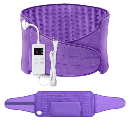 Electric Heating Belt for Back Pain Relief – 12x24 Inch Heated Waist Wrap with 6 Heating Levels, 4 Timer Settings & 6-Hour Auto Shutoff, Adjustable Fit for Men and Women