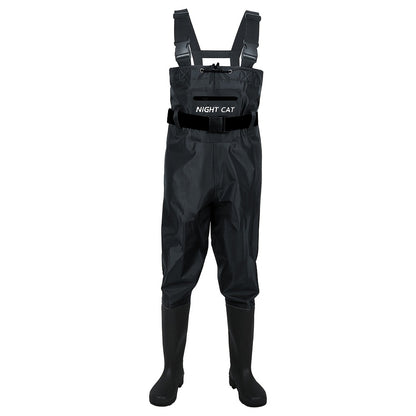 Waterproof Chest Waders for Men – Bootfoot PVC Fishing Suit with H-Back Suspenders, Anti-Slip Rubber Boots | Sizes 7.5–13 | Ice Fishing, Fly Fishing, Saltwater & Hunting