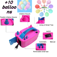 New Rose Red High Power Balloon Pump + 10 Balloons