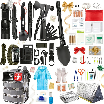 Outdoor Survival Tool Kit 180/252pcs Multifunctional Camping Gear Set for Men Hiking Backpacking Emergency Preparedness Adventure Equipment