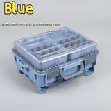 Adjustable spacing, multi-layer fishing gear storage box, blue