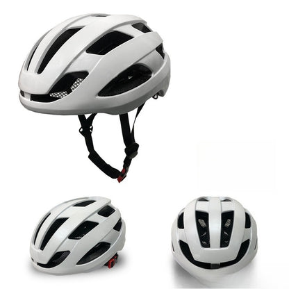 Bike Helmet Breathable with Night Warning Light – Unisex Road & Mountain Cycling Protective Cap | Adjustable Size L (21.26–24”) | Matte Black, Pearl White, Matte Pink