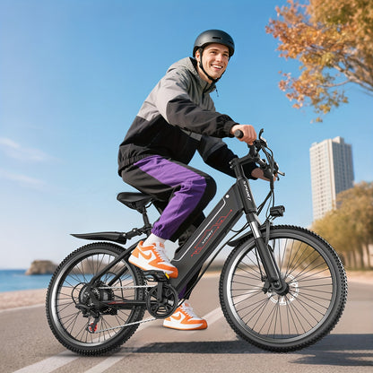 Electric Mountain Bike F26 749W Off-Road Ebike – 26" Tire 55-Mile Range 48V 10.5Ah Removable Battery, 27.9 MPH Top Speed, 7-Speed Disc Brake Beach Cruiser Electric Bicycle for Adults