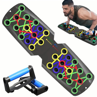 Push Up Board Multifunctional Color-Coded Chest Workout System, Adjustable Home Gym Equipment for Chest, Shoulders, Triceps & Back Strength Training, Lightweight Durable Frame with Resistance Bands & Pull Ropes