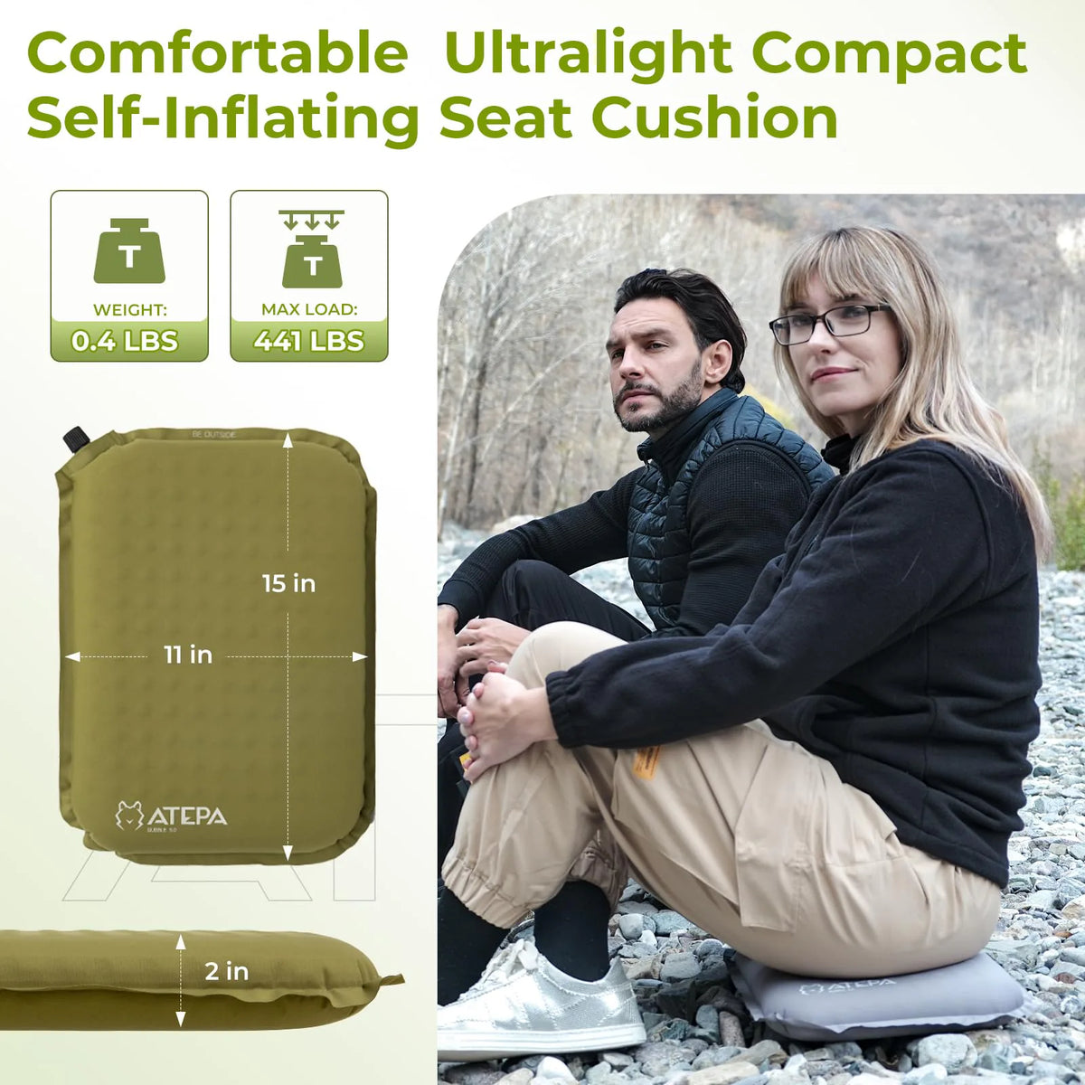 Self-inflating camping seat pad view 3