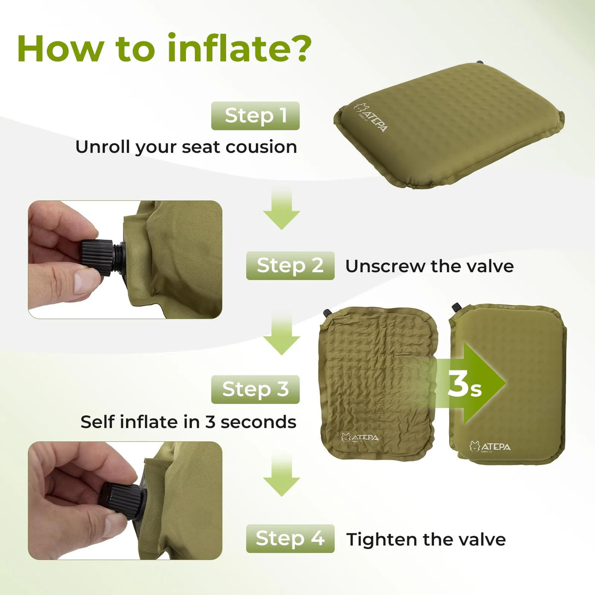 Self-inflating camping seat pad view 5