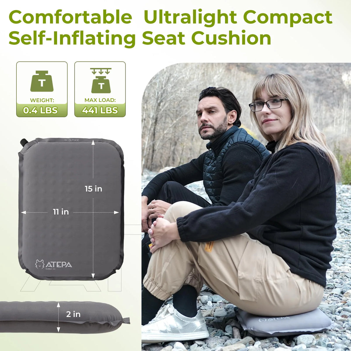 Self-inflating camping seat pad view 10