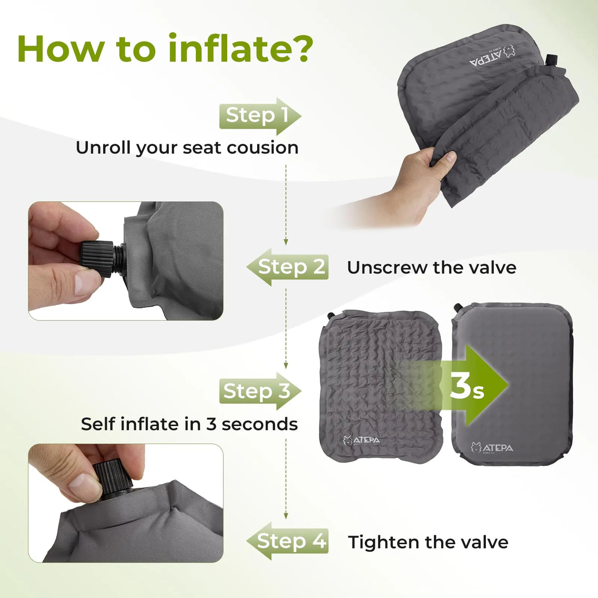 Self-inflating camping seat pad view 11