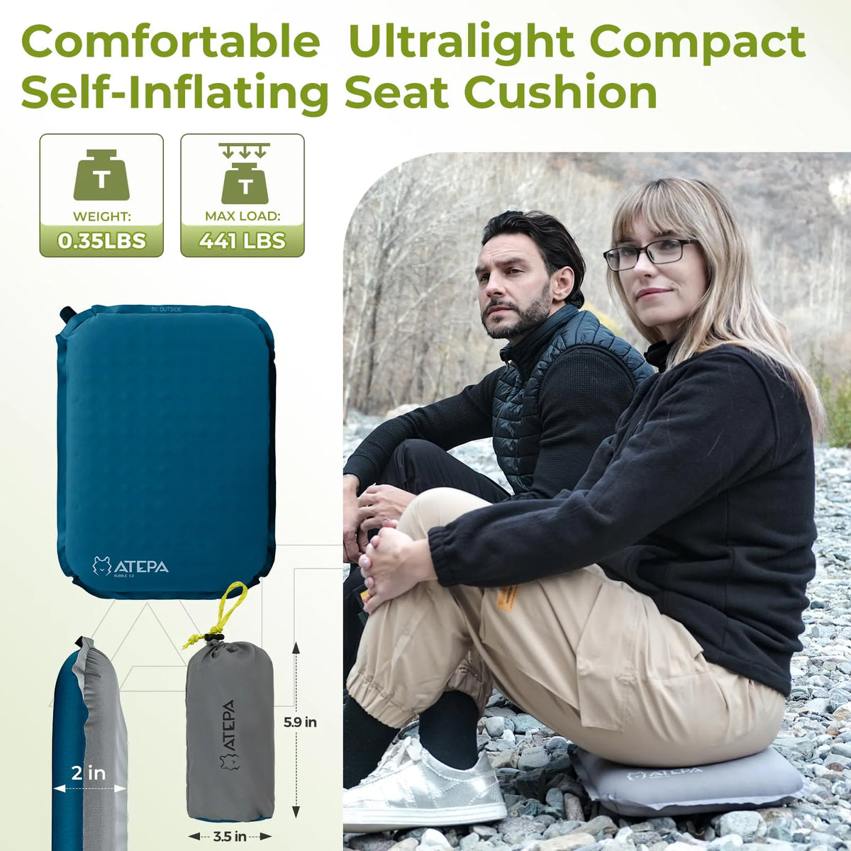 Self-inflating camping seat pad view 23