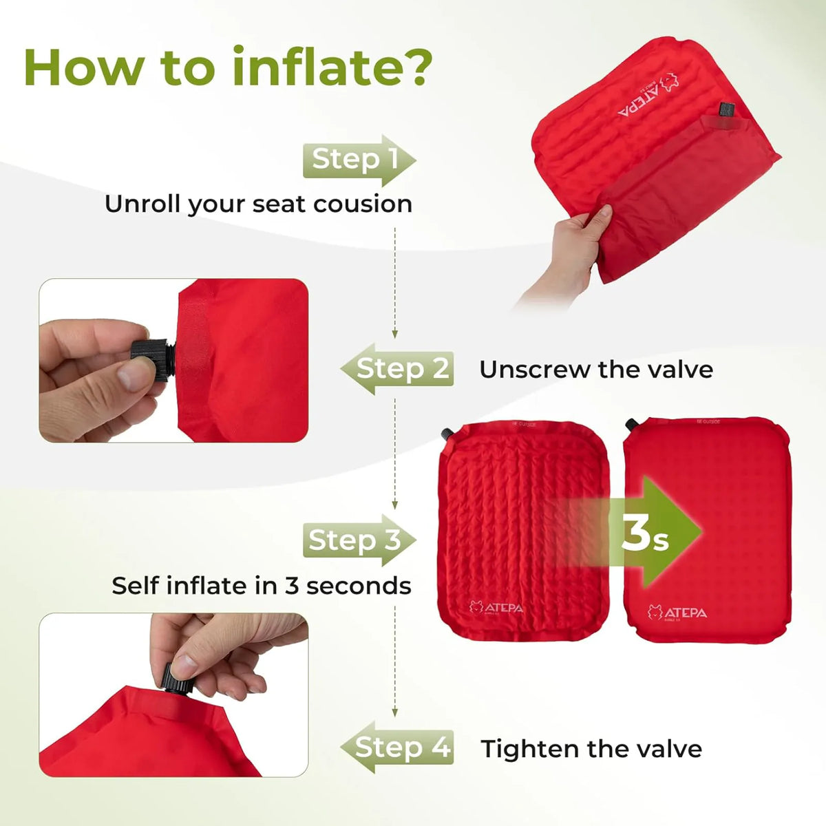 Self-inflating camping seat pad view 39