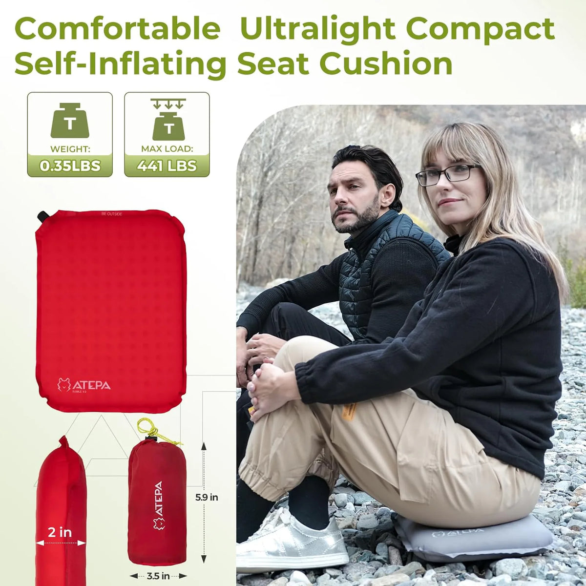 Self-inflating camping seat pad view 40