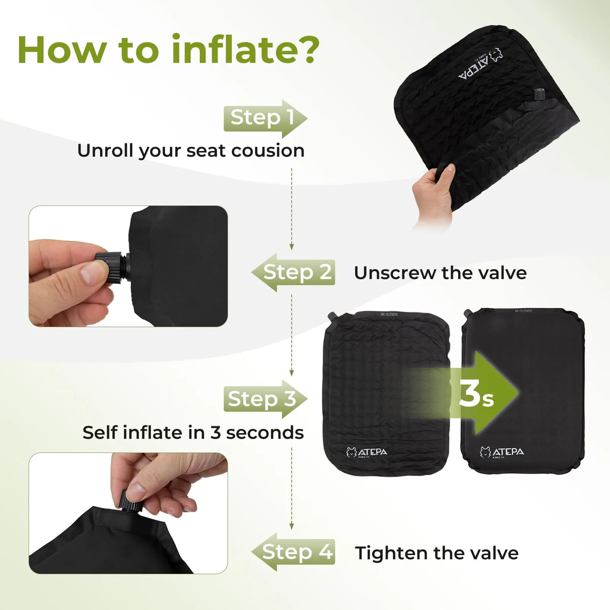 Self-inflating camping seat pad view 43