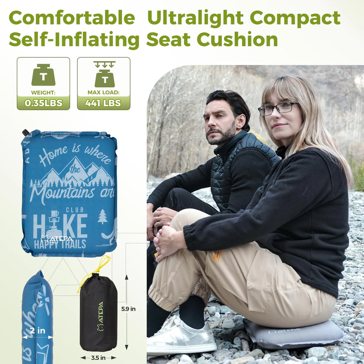 Self-inflating camping seat pad view 48