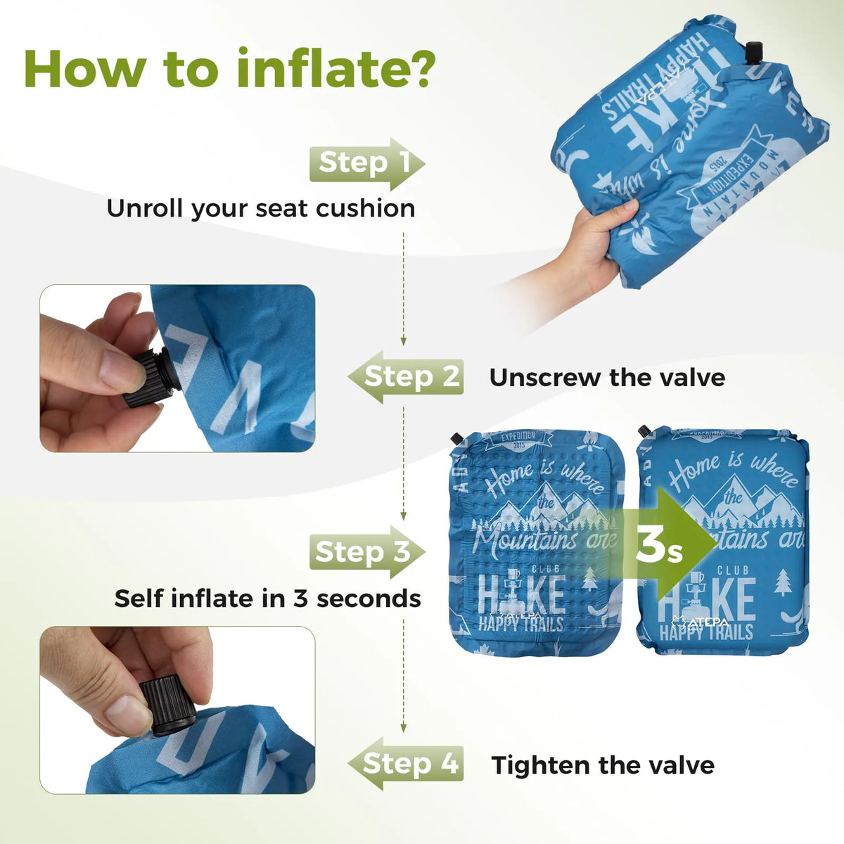 Self-inflating camping seat pad view 49