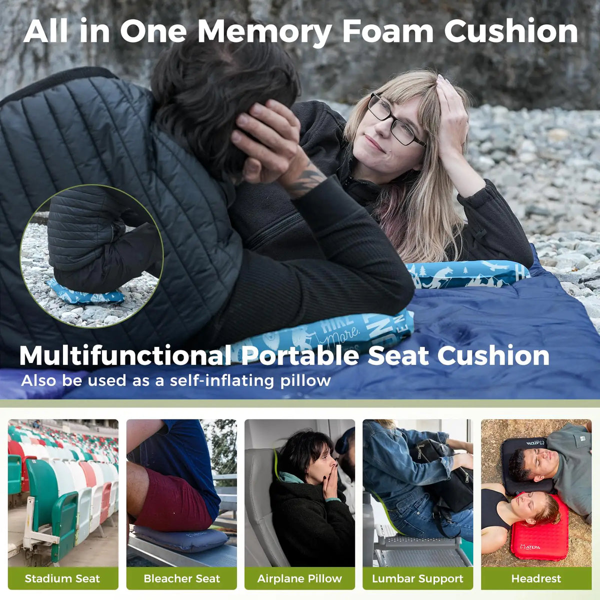 Self-inflating camping seat pad view 50